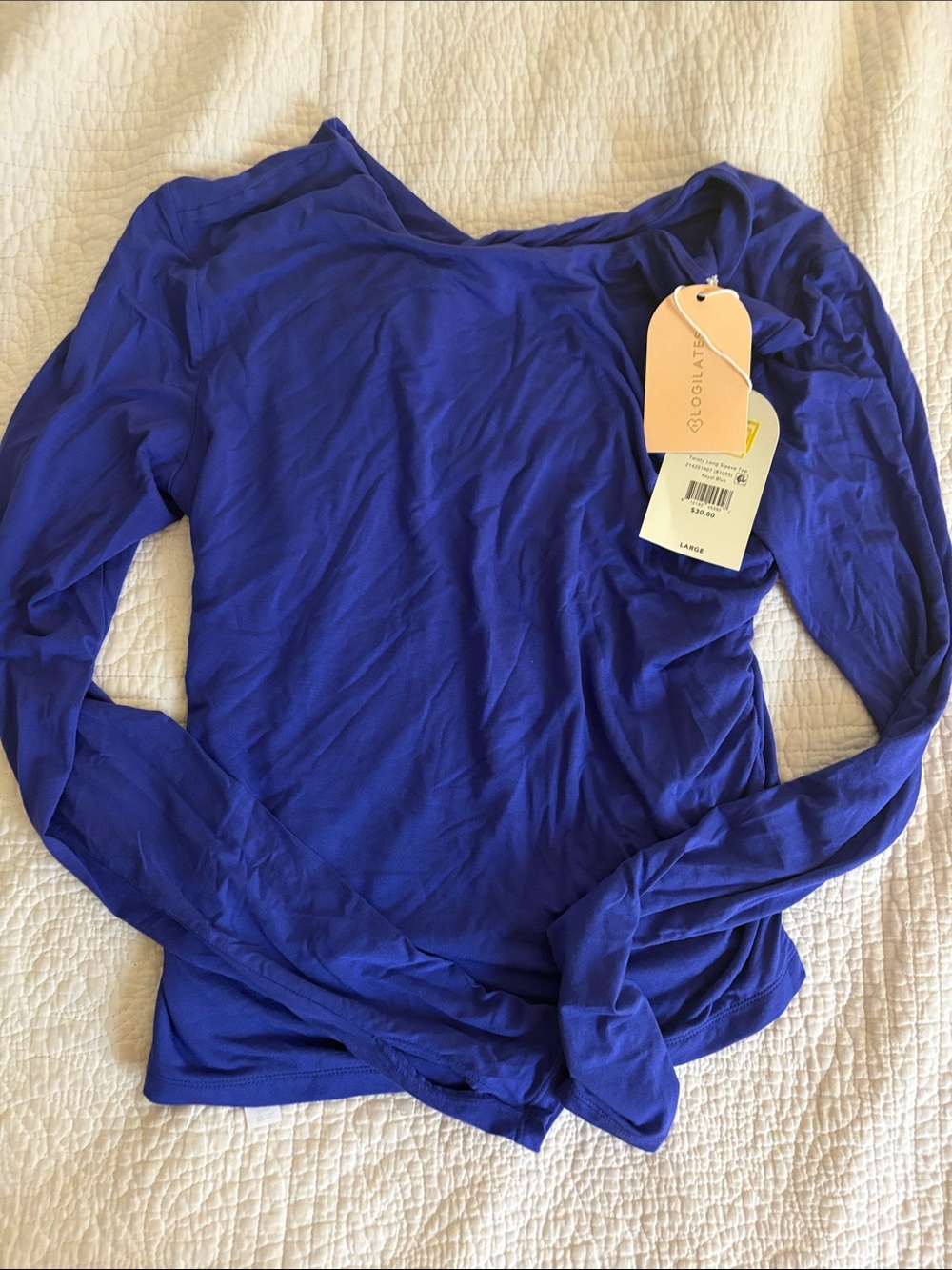 Blogilates Women’s Long Sleeve Scoop Neck Top - Royal Blue